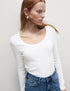 Marks & Spencer "Cotton Rich Ribbed Scoop Neck Top"
